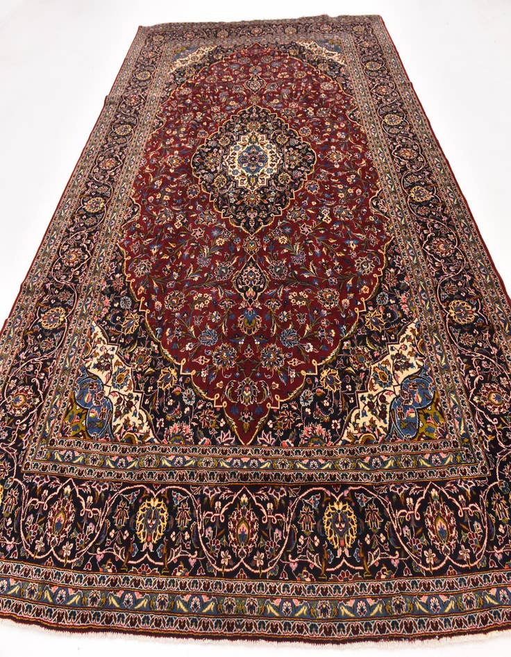 Detail image of  9' 8 x 12' 7  Hand Knotted Kashan Persian Wool Rug