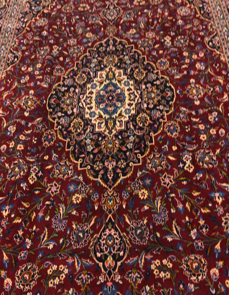 Detail image of  9' 8 x 12' 7  Hand Knotted Kashan Persian Wool Rug