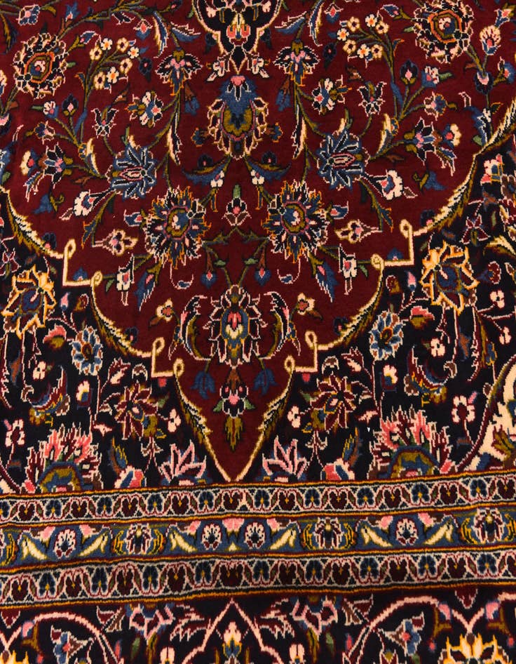 Detail image of  9' 8 x 12' 7  Hand Knotted Kashan Persian Wool Rug