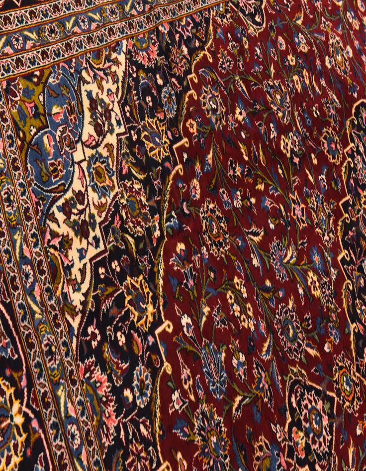 Detail image of  9' 8 x 12' 7  Hand Knotted Kashan Persian Wool Rug
