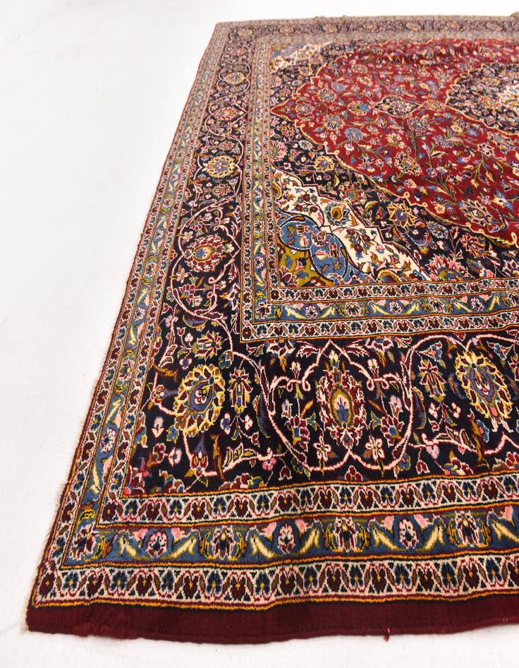 Detail image of  9' 8 x 12' 7  Hand Knotted Kashan Persian Wool Rug