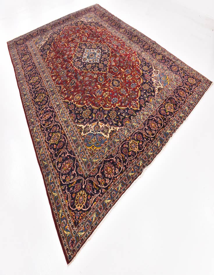 Detail image of  9' 9 x 13' 2  Hand Knotted Kashan Persian Wool Rug