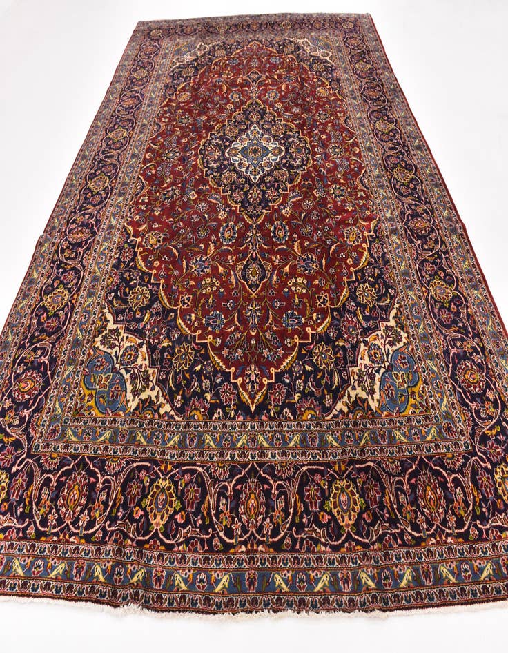 Detail image of  9' 9 x 13' 2  Hand Knotted Kashan Persian Wool Rug