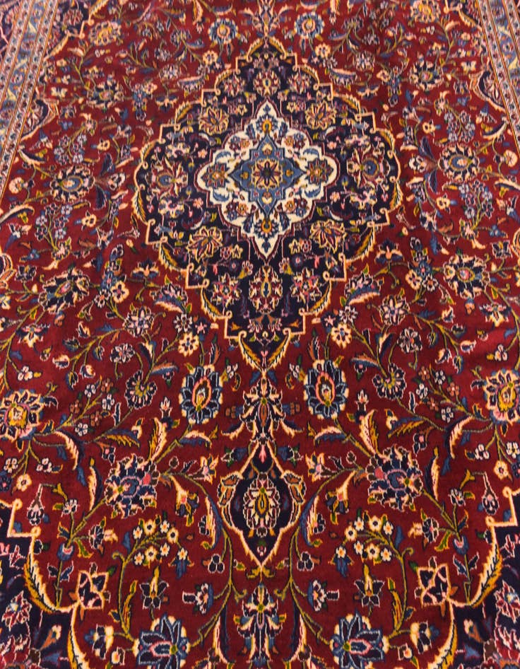 Detail image of  9' 9 x 13' 2  Hand Knotted Kashan Persian Wool Rug