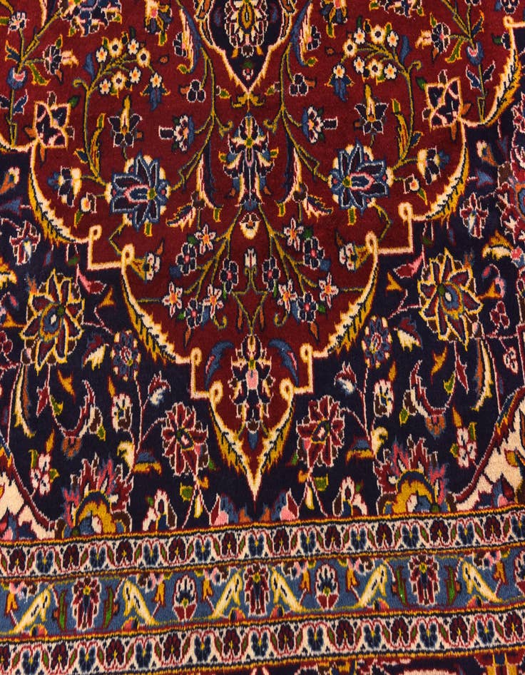 Detail image of  9' 9 x 13' 2  Hand Knotted Kashan Persian Wool Rug