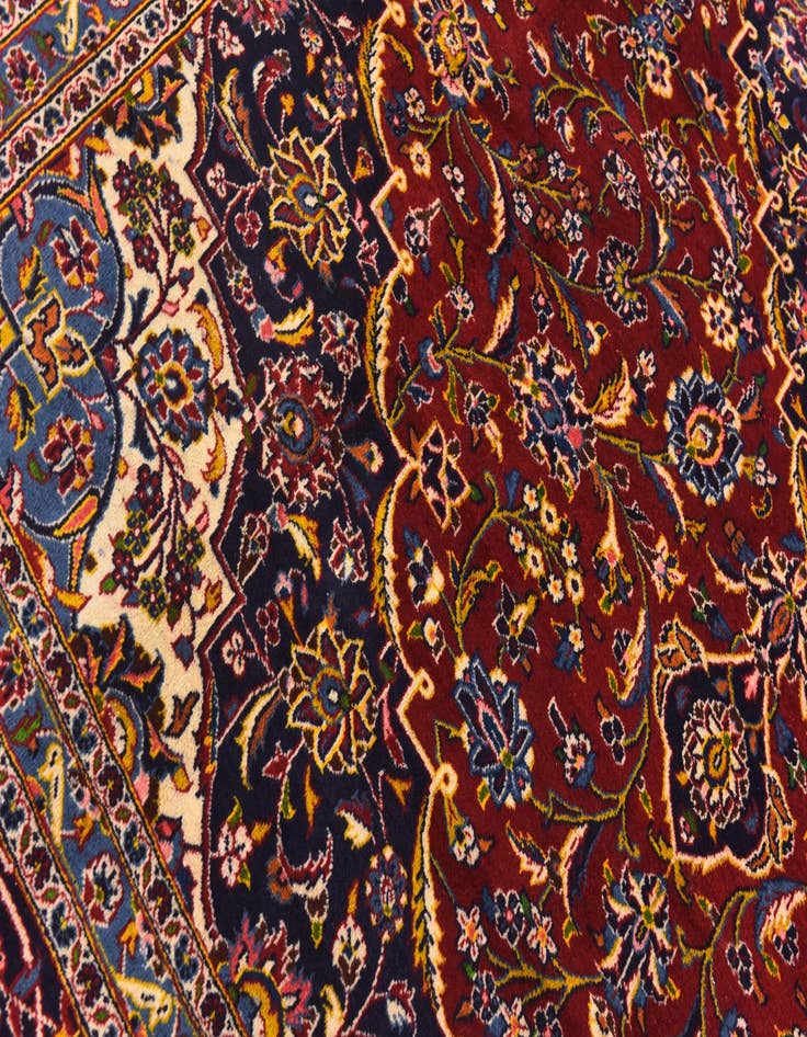 Detail image of  9' 9 x 13' 2  Hand Knotted Kashan Persian Wool Rug