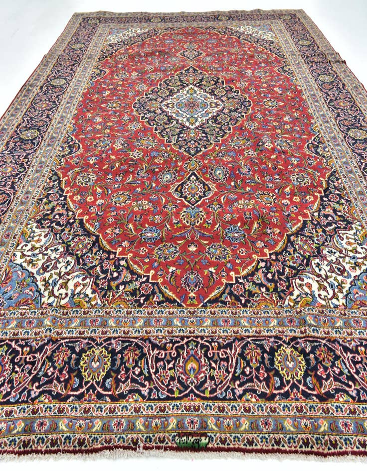 Detail image of  9' 9 x 13'  Hand Knotted Kashan Persian Wool Rug