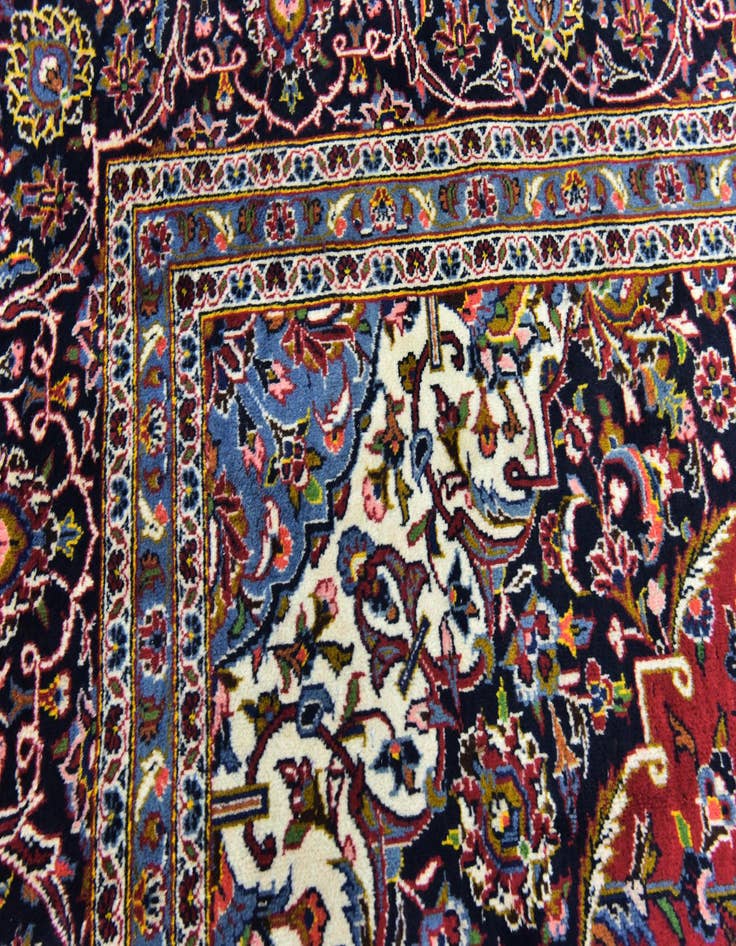 Detail image of  9' 9 x 13'  Hand Knotted Kashan Persian Wool Rug