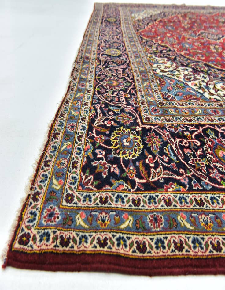 Detail image of  9' 9 x 13'  Hand Knotted Kashan Persian Wool Rug