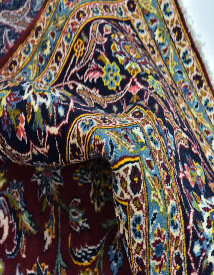 Detail image of  9' 9 x 13'  Hand Knotted Kashan Persian Wool Rug