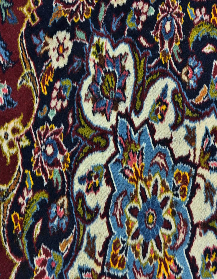 Detail image of  9' 9 x 13'  Hand Knotted Kashan Persian Wool Rug