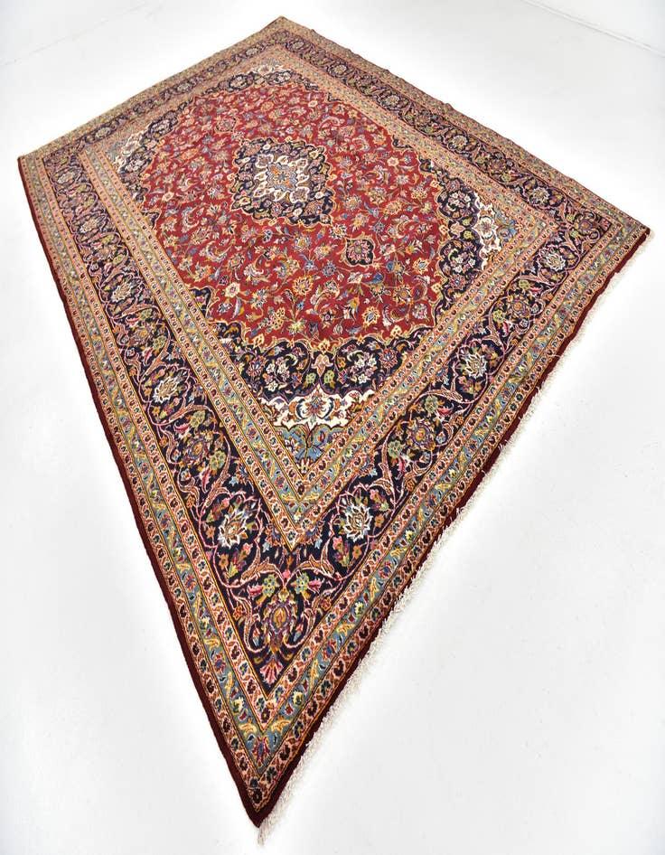 Detail image of  9' 9 x 13'  Hand Knotted Kashan Persian Wool Rug