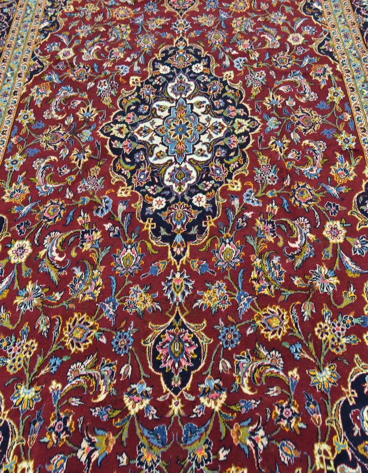 Detail image of  9' 9 x 13'  Hand Knotted Kashan Persian Wool Rug