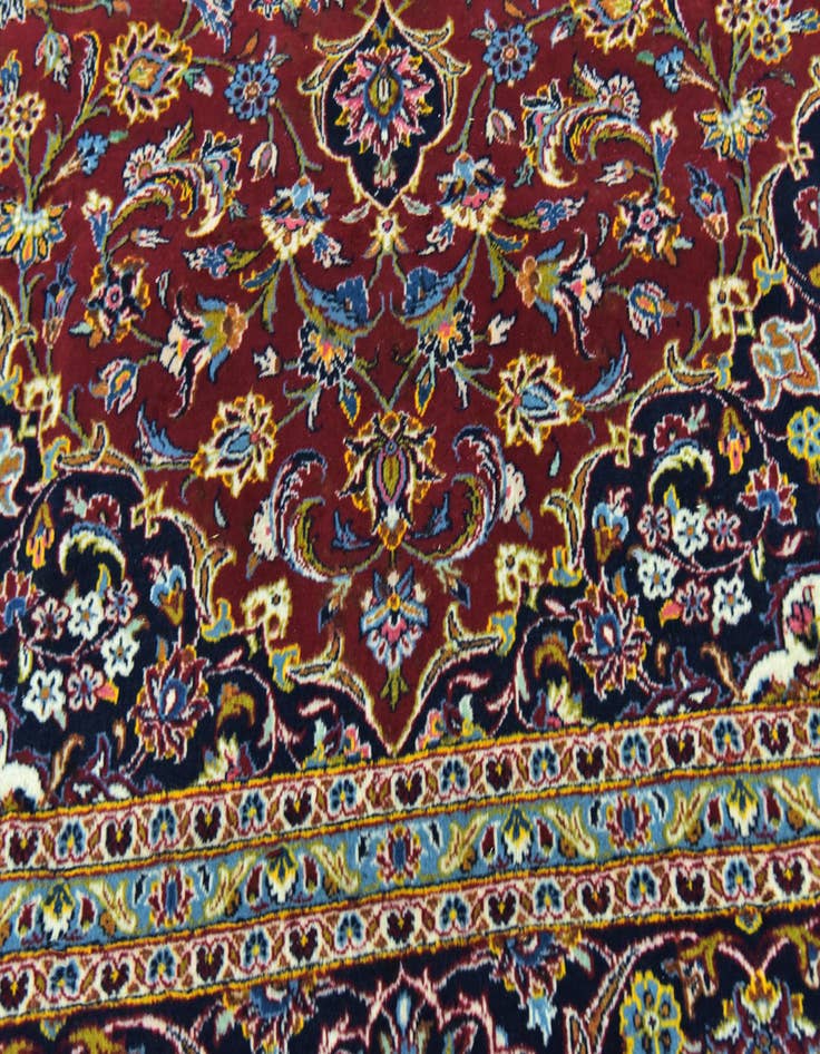 Detail image of  9' 9 x 13'  Hand Knotted Kashan Persian Wool Rug