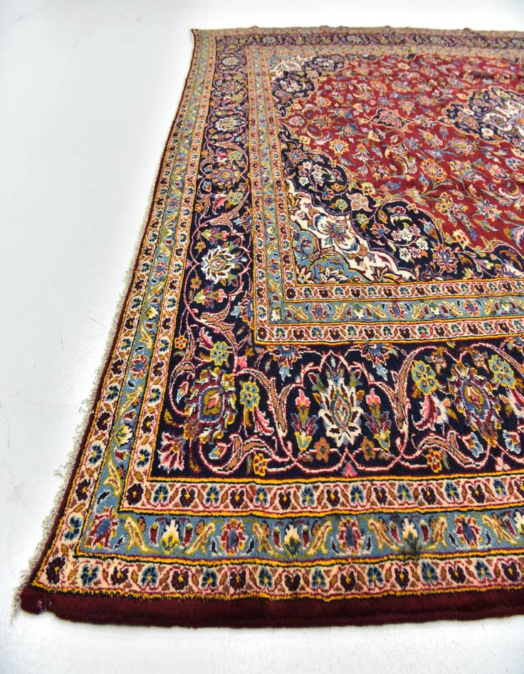 Detail image of  9' 9 x 13'  Hand Knotted Kashan Persian Wool Rug