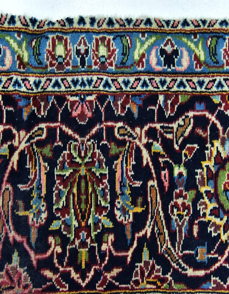 Detail image of  9' 7 x 12' 7  Hand Knotted Kashan Persian Wool Rug