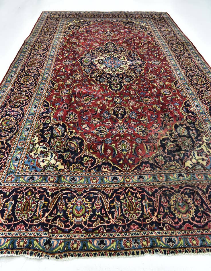 Detail image of  9' 7 x 12' 7  Hand Knotted Kashan Persian Wool Rug