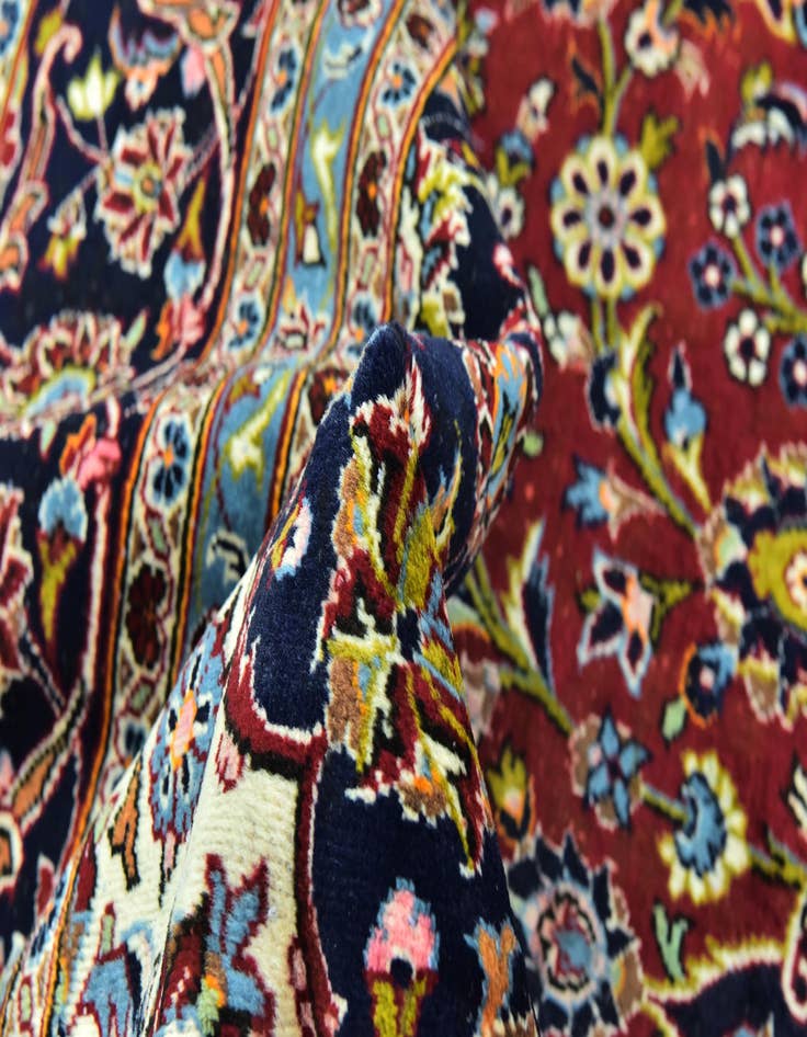 Detail image of  9' 8 x 13'  Hand Knotted Kashan Persian Wool Rug