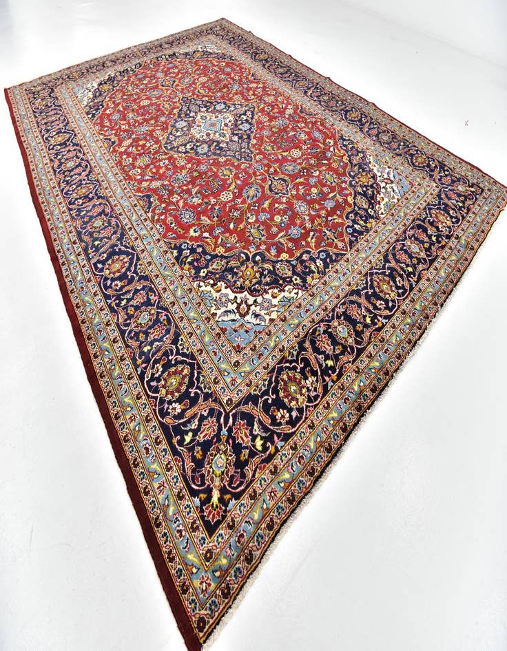 Detail image of  9' 8 x 13'  Hand Knotted Kashan Persian Wool Rug