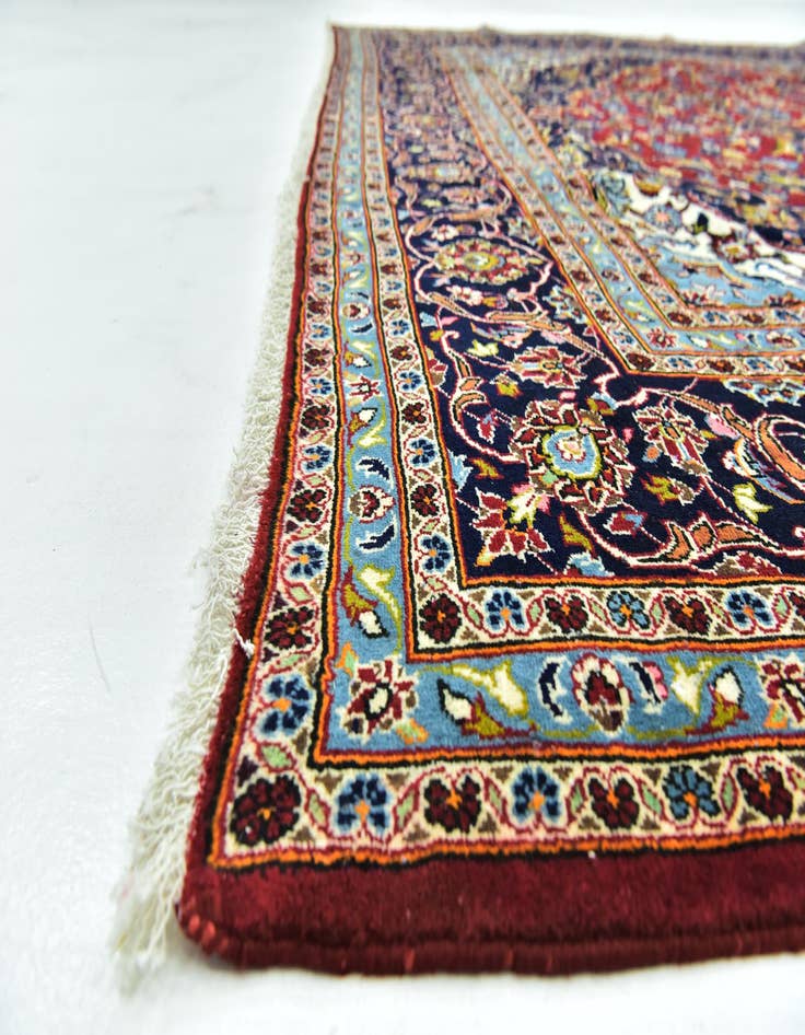 Detail image of  9' 8 x 13'  Hand Knotted Kashan Persian Wool Rug