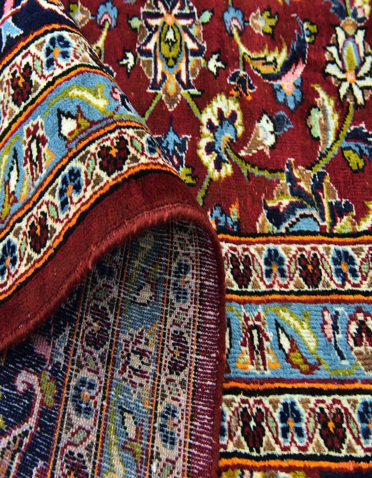 Detail image of  9' 8 x 13'  Hand Knotted Kashan Persian Wool Rug