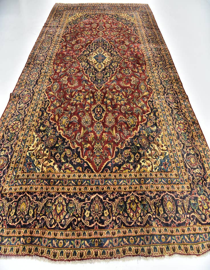 Detail image of  9' 7 x 13' 3  Hand Knotted Kashan Persian Wool Rug