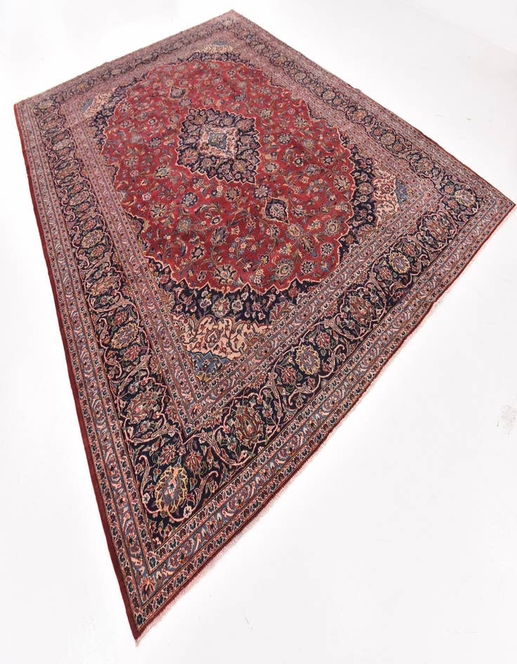 Detail image of  9' 8 x 12' 10  Hand Knotted Kashan Persian Wool Rug