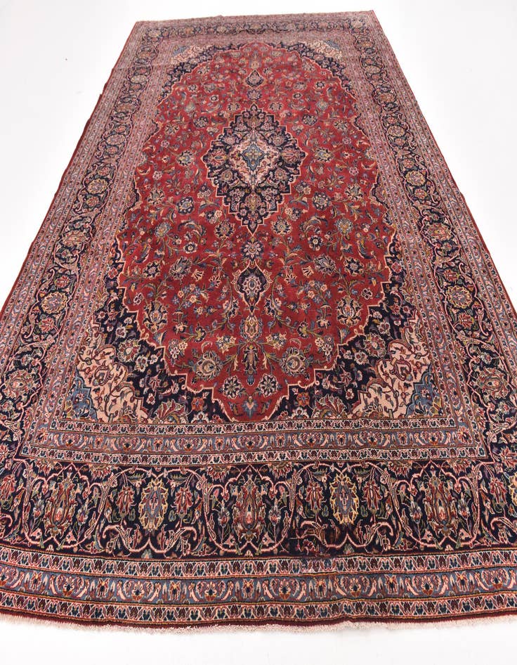 Detail image of  9' 8 x 12' 10  Hand Knotted Kashan Persian Wool Rug