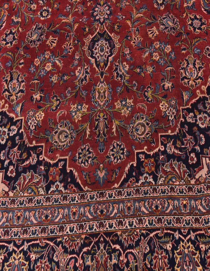 Detail image of  9' 8 x 12' 10  Hand Knotted Kashan Persian Wool Rug