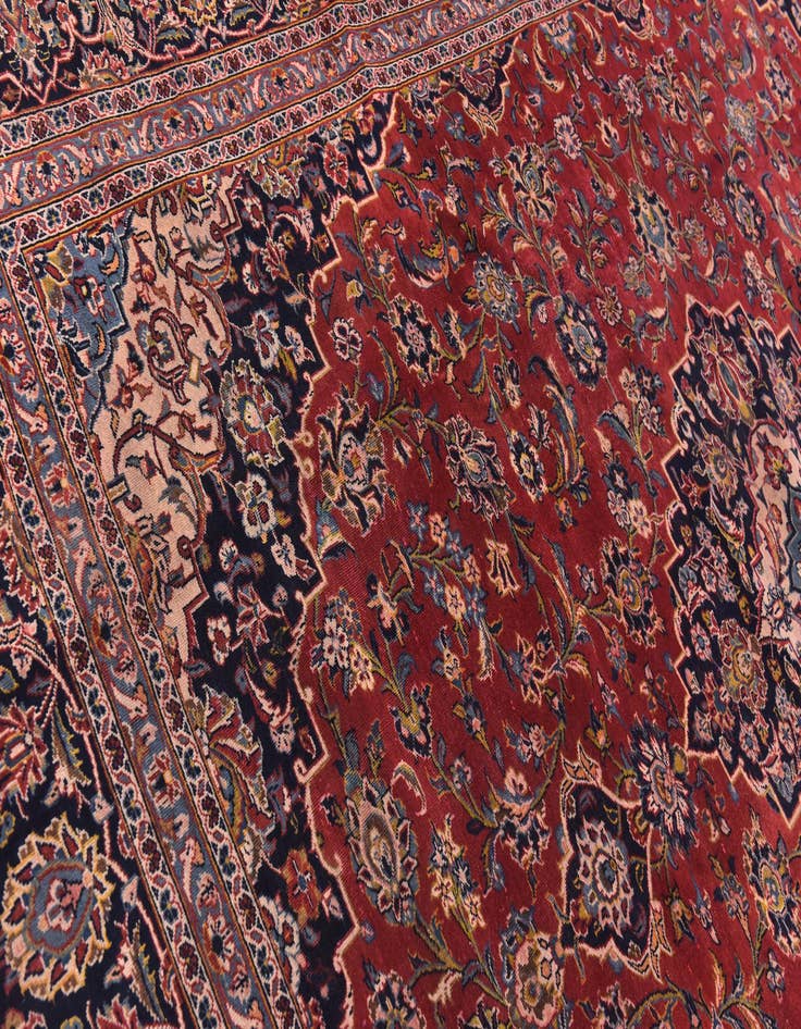 Detail image of  9' 8 x 12' 10  Hand Knotted Kashan Persian Wool Rug