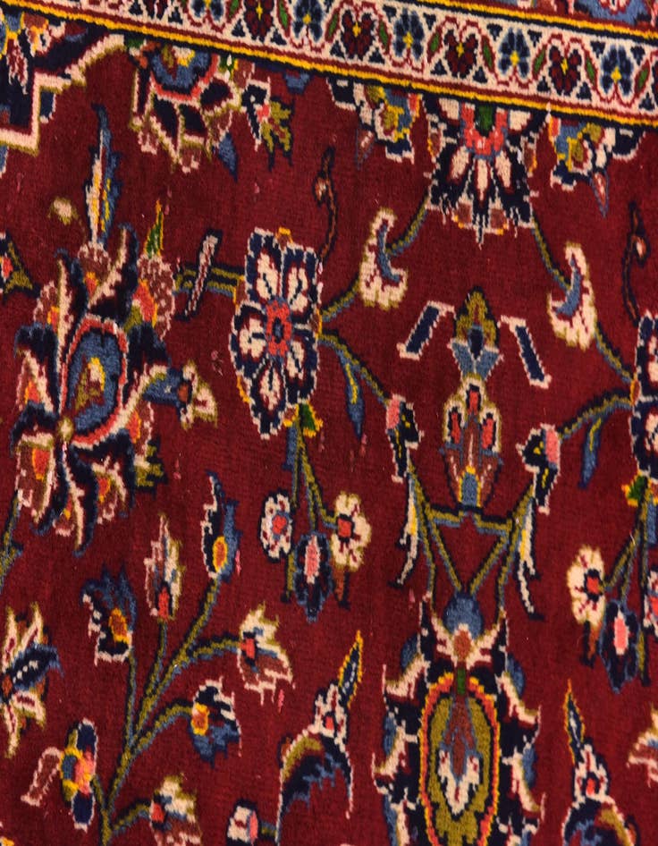 Detail image of  9' 7 x 13'  Hand Knotted Kashan Persian Wool Rug