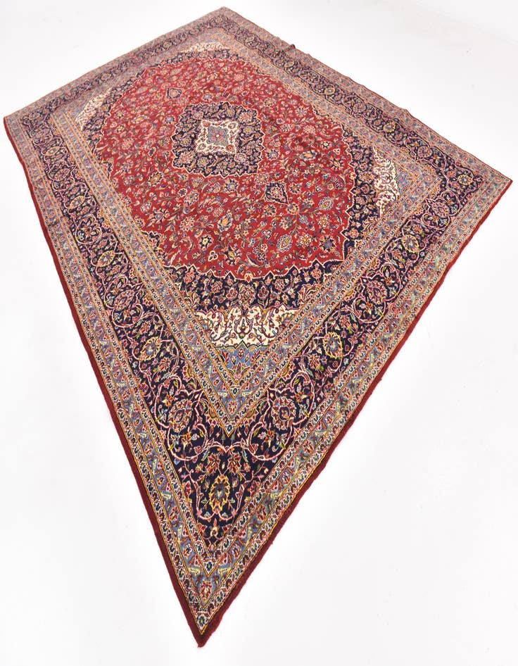 Detail image of  9' 7 x 13'  Hand Knotted Kashan Persian Wool Rug