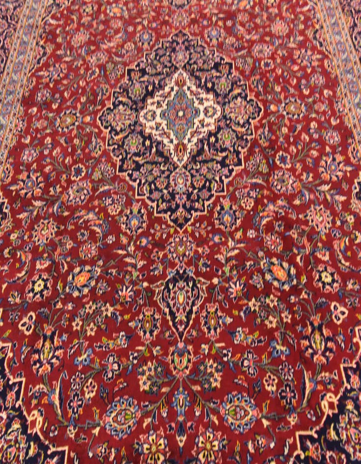 Detail image of  9' 7 x 13'  Hand Knotted Kashan Persian Wool Rug