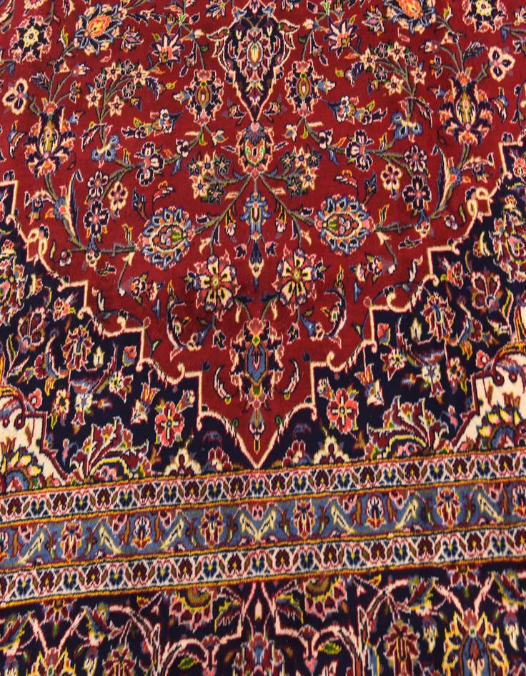 Detail image of  9' 7 x 13'  Hand Knotted Kashan Persian Wool Rug