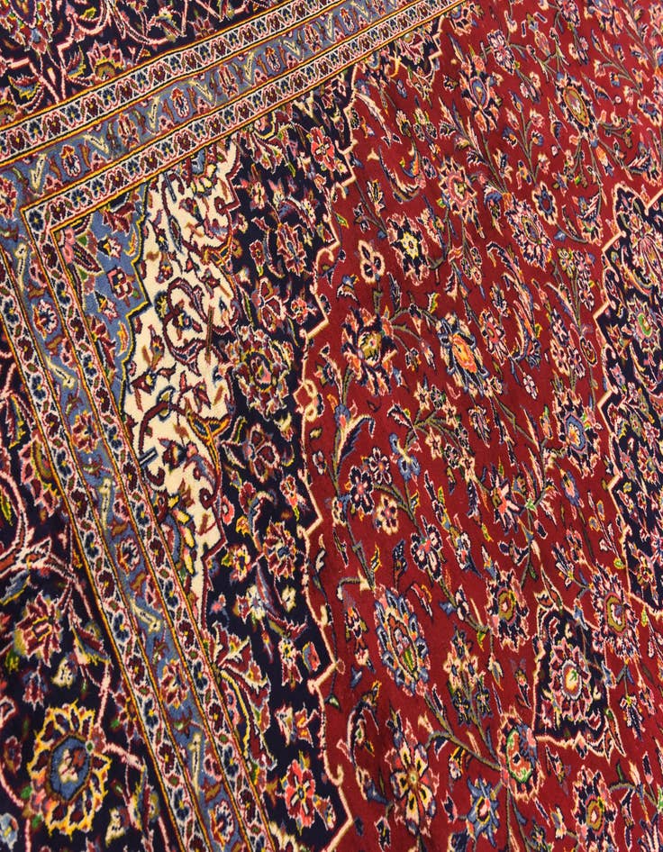 Detail image of  9' 7 x 13'  Hand Knotted Kashan Persian Wool Rug