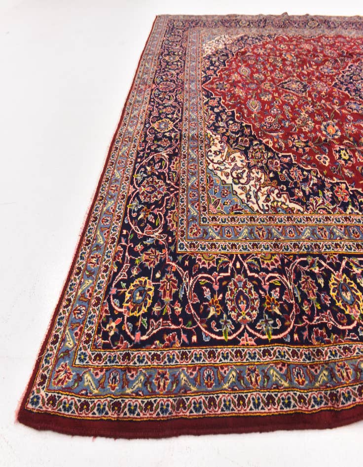 Detail image of  9' 7 x 13'  Hand Knotted Kashan Persian Wool Rug