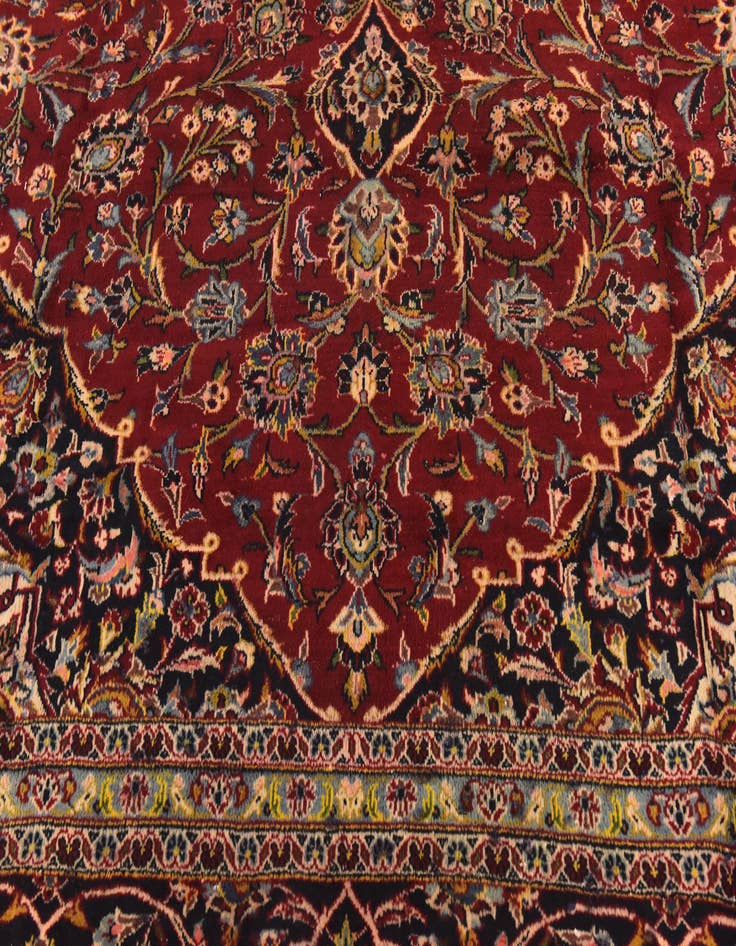 Detail image of  9' 9 x 13' 4  Hand Knotted Kashan Persian Wool Rug