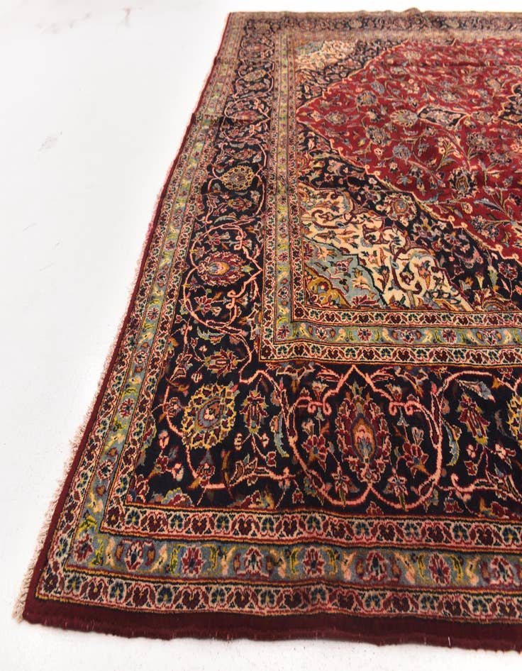 Detail image of  9' 9 x 13' 4  Hand Knotted Kashan Persian Wool Rug