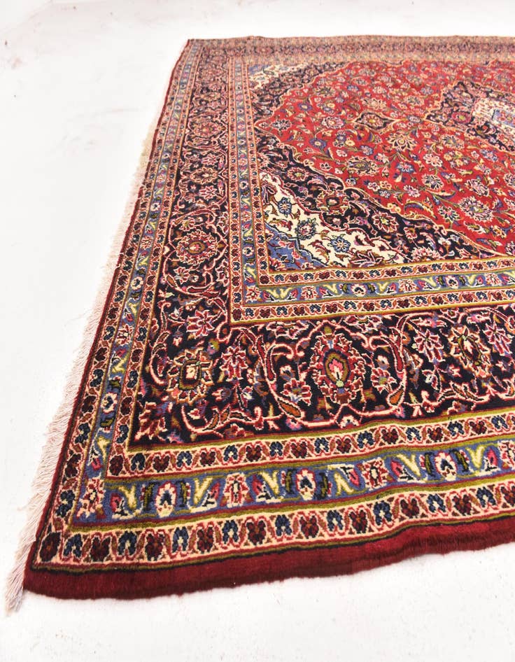 Detail image of  9' 8 x 13' 3  Hand Knotted Kashan Persian Wool Rug