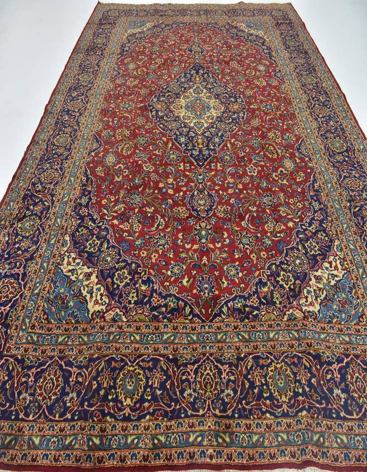 Detail image of  10' x 12' 10  Hand Knotted Kashan Persian Wool Rug