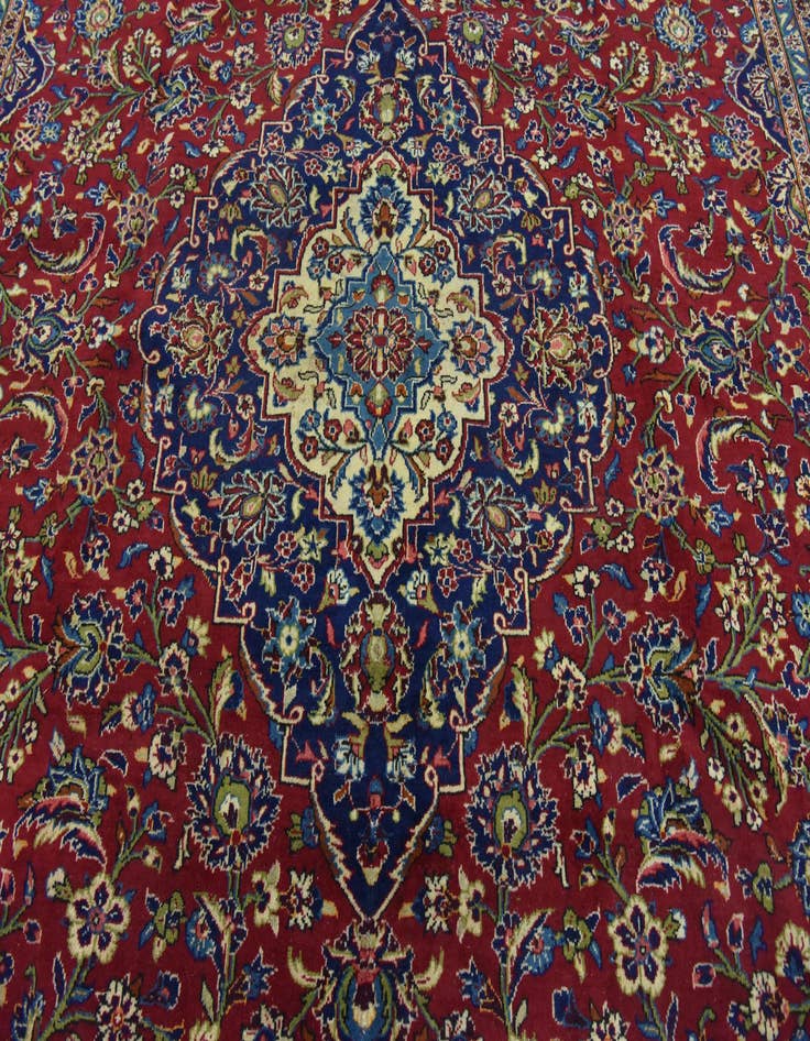 Detail image of  10' x 12' 10  Hand Knotted Kashan Persian Wool Rug