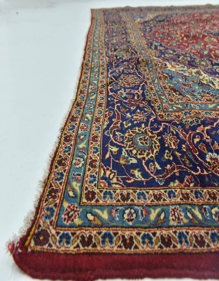 Detail image of  10' x 12' 10  Hand Knotted Kashan Persian Wool Rug