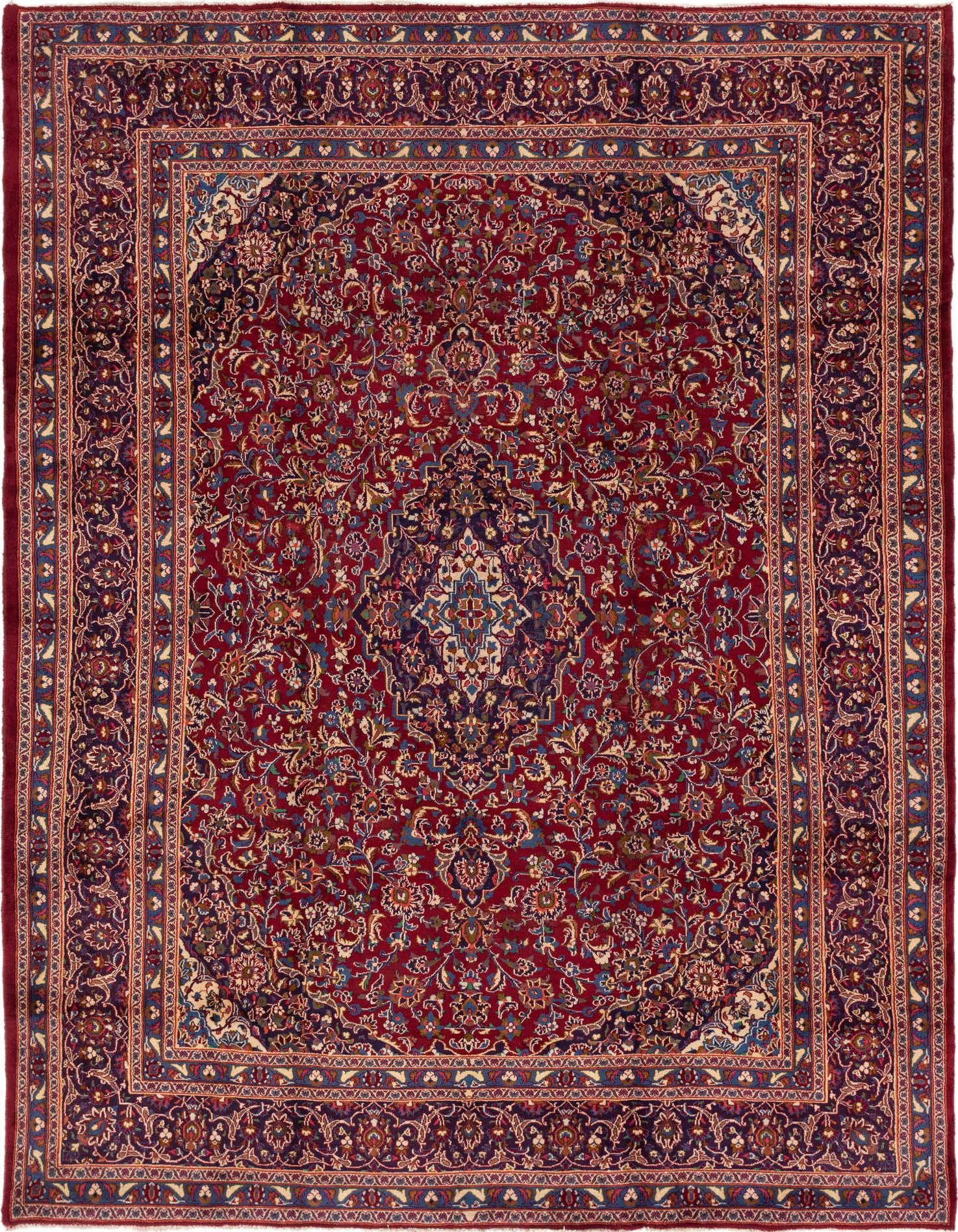 Primary image 9' 7 x 12' 10 Hand Knotted Kashan Persian Wool Rug