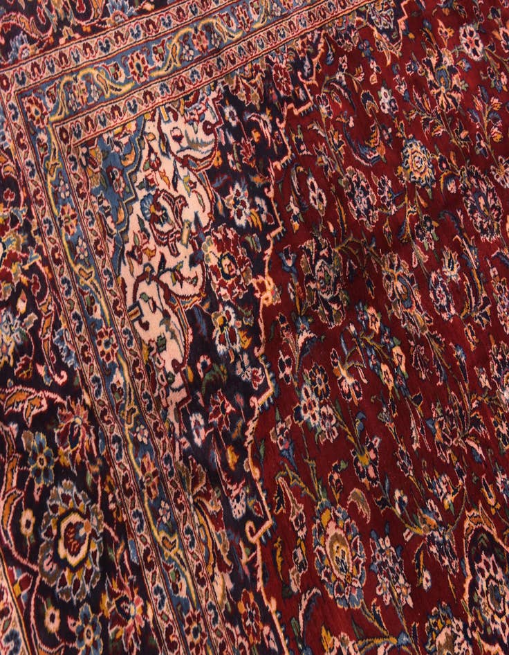 Detail image of  10' x 13'  Hand Knotted Kashan Persian Wool Rug