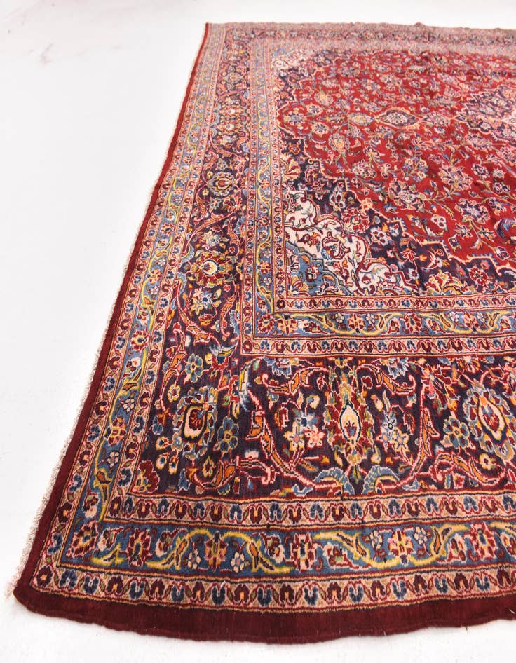 Detail image of  10' x 13'  Hand Knotted Kashan Persian Wool Rug