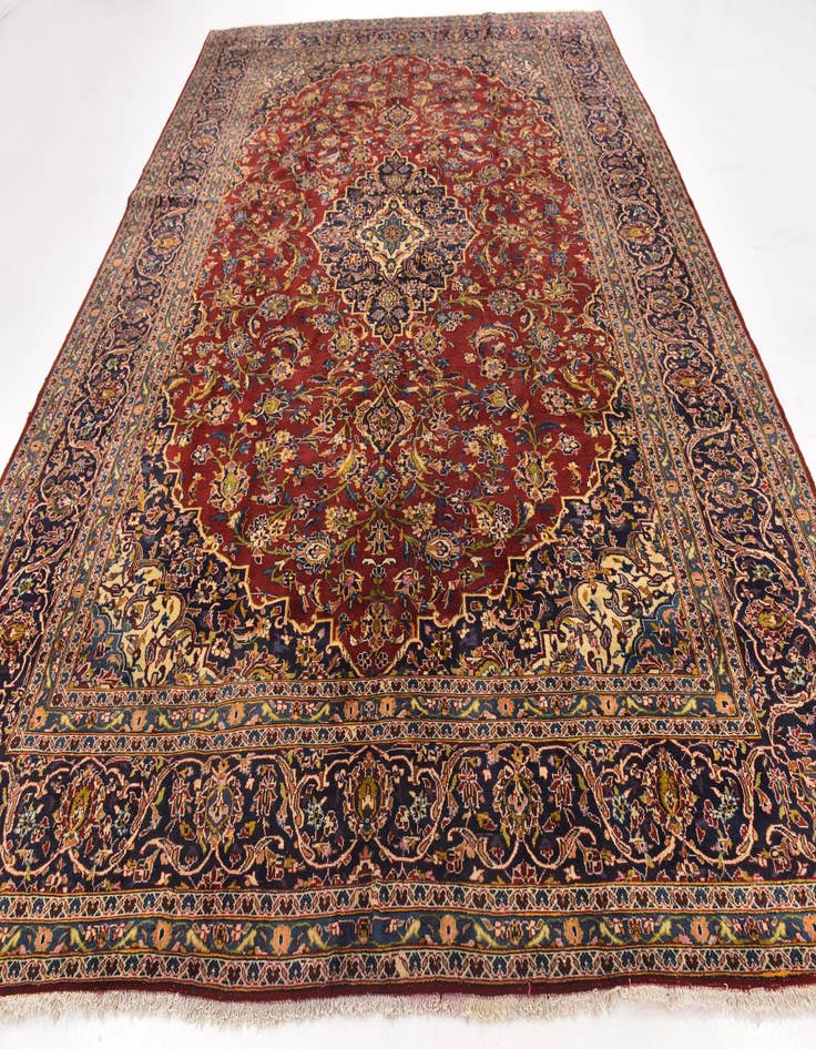 Detail image of  10' x 12' 9  Hand Knotted Kashan Persian Wool Rug