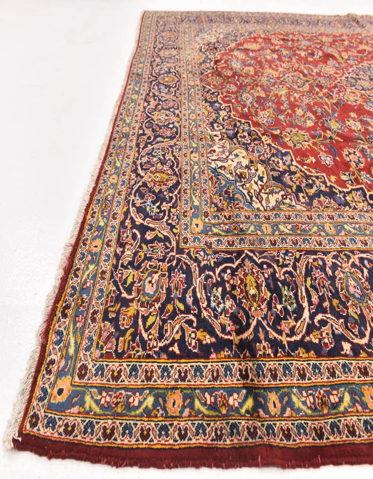 Detail image of  10' x 12' 9  Hand Knotted Kashan Persian Wool Rug