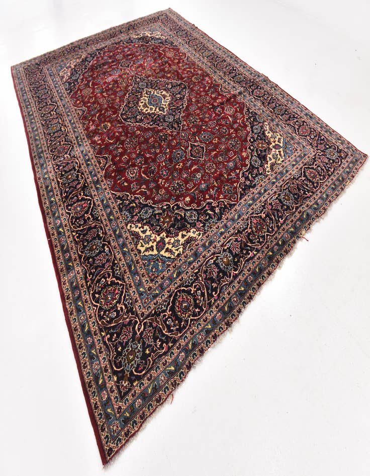 Detail image of  9' 9 x 13' 3  Hand Knotted Kashan Persian Wool Rug