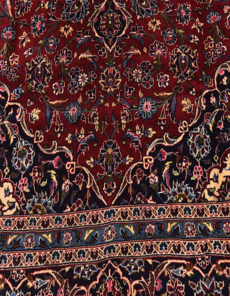 Detail image of  9' 9 x 13' 3  Hand Knotted Kashan Persian Wool Rug