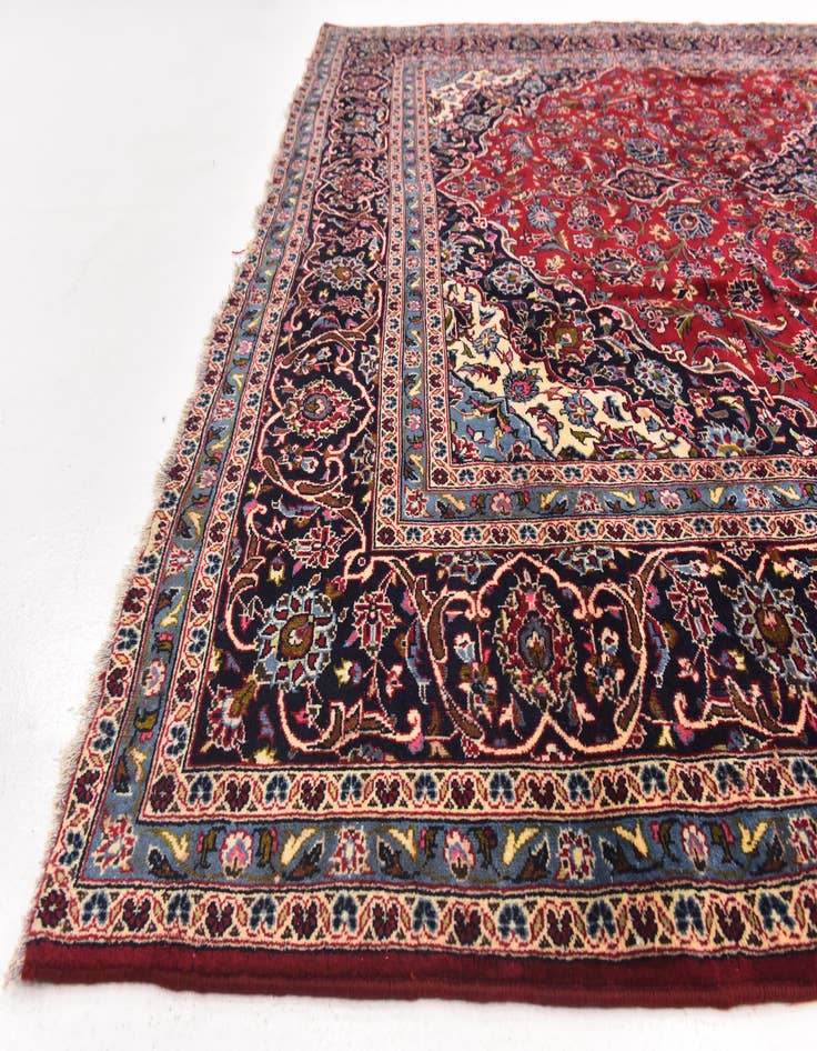 Detail image of  9' 9 x 13' 3  Hand Knotted Kashan Persian Wool Rug